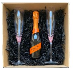 Kieliszki do szampana z kryształkami - zestaw prezentowy